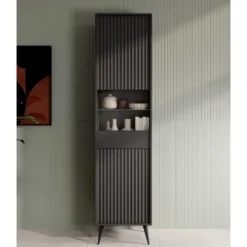 Meubella - Vitrinekast Winq - Antraciet - 45 cm