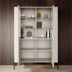 Meubella - Vivi - Vitrinekast - Beige - 110x40x160 cm