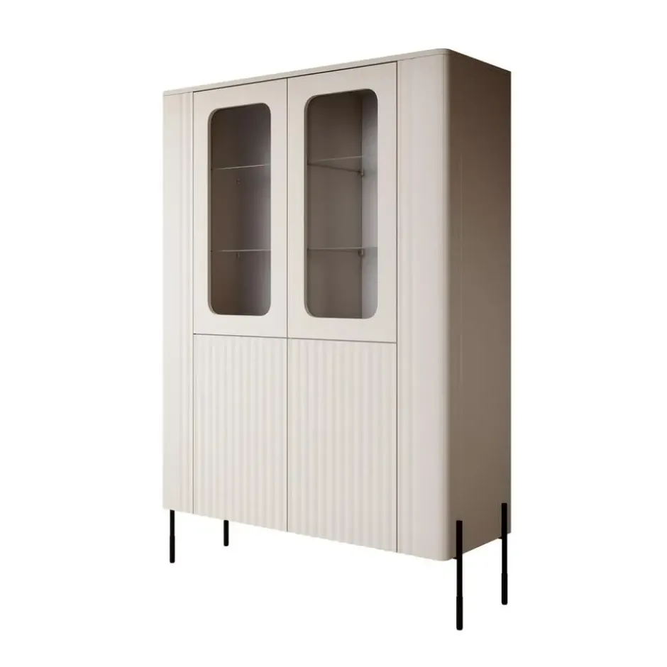 Meubella - Vivi - Vitrinekast - Beige - 110x40x160 cm