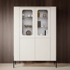 Meubella - Vivi - Vitrinekast - Beige - 110x40x160 cm