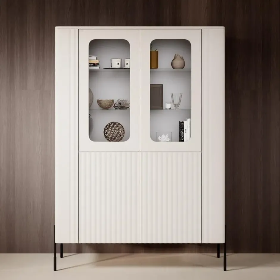 Meubella - Vivi - Vitrinekast - Beige - 110x40x160 cm