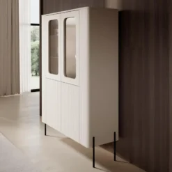 Meubella - Vivi - Vitrinekast - Beige - 110x40x160 cm