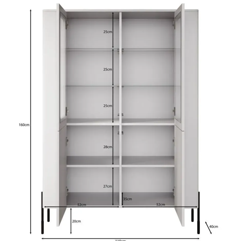Meubella - Vivi - Vitrinekast - Beige - 110x40x160 cm