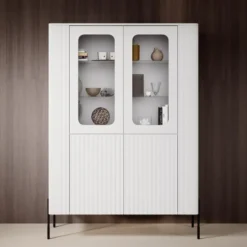 Meubella - Vivi - Vitrinekast - Wit - 110x40x160 cm