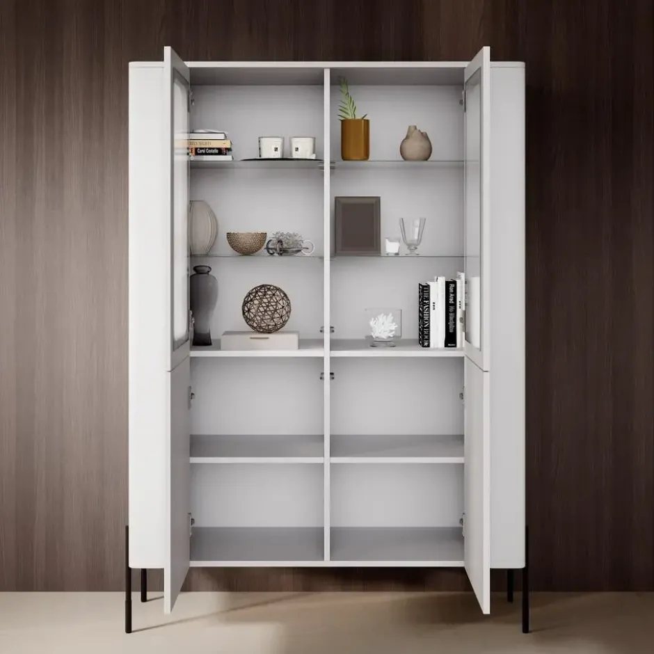Meubella - Vivi - Vitrinekast - Wit - 110x40x160 cm