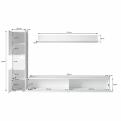 Meubella - Wandmeubel Pure - Zwart - Donker eiken