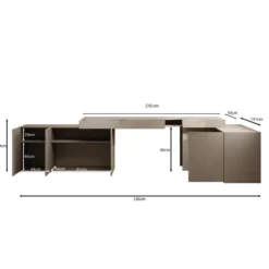 Meubella - Whenua 4 - Bureau links - Beige - 338x141x79 cm