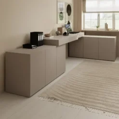 Meubella - Whenua 4 - Bureau links - Beige - 338x141x79 cm