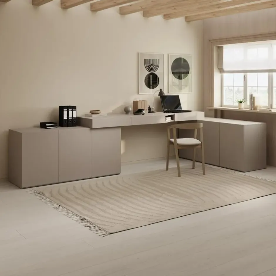 Meubella - Whenua 4 - Bureau links - Beige - 338x141x79 cm