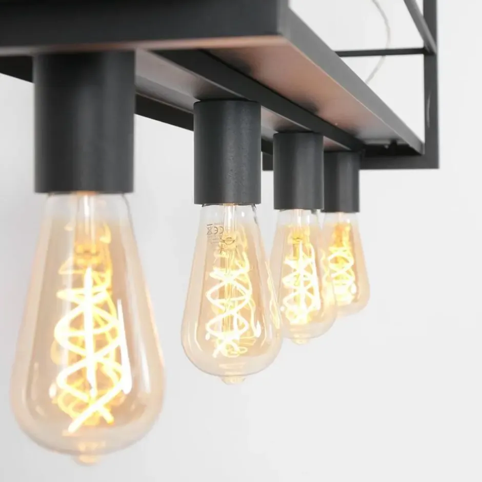 Mexlite Hanglamp buckley - 4 lichts - zwart - 100x140 cm