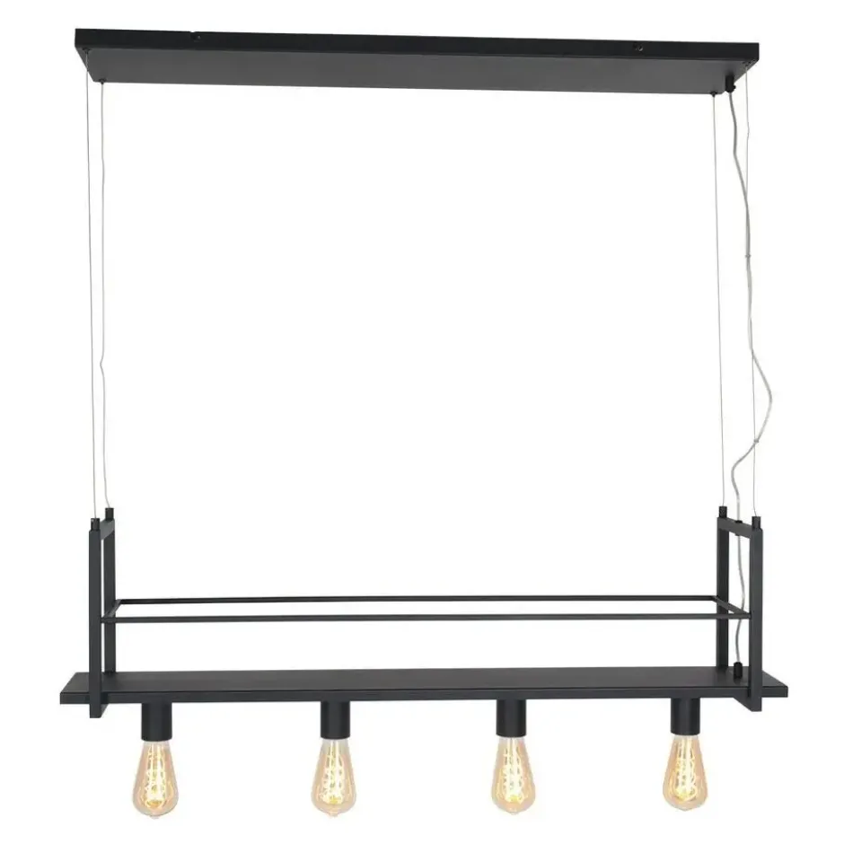 Mexlite Hanglamp buckley - 4 lichts - zwart - 100x140 cm