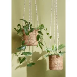 Mica Decorations Atlantic Plantenmand Set van 2 - Ø16 cm - Lichtbruin
