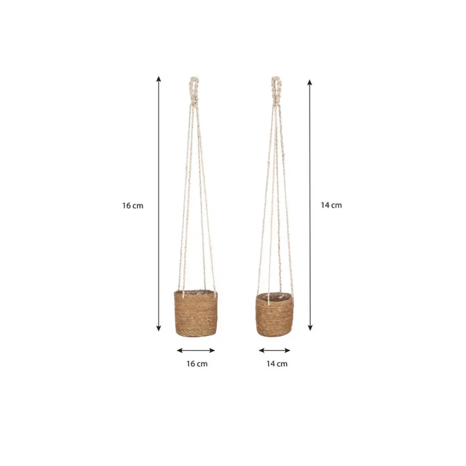 Mica Decorations Atlantic Plantenmand Set van 2 - Ø16 cm - Lichtbruin