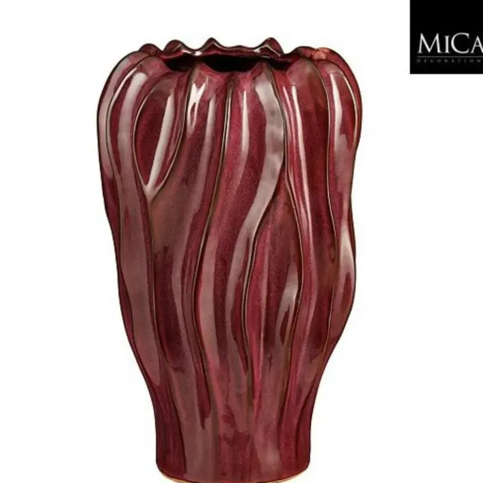 Mica Decorations Bloemenvaas Thom - bordeaux rood - 30 x 20 cm