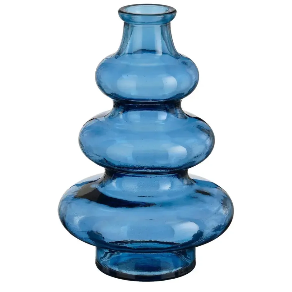 Mica Decorations Bloemenvaas Sira - glas - blauw - D14,5 x H22 cm