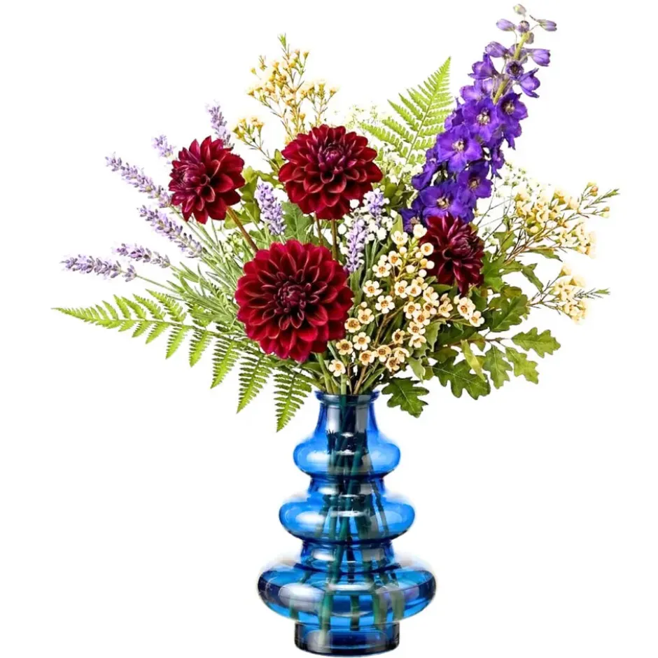 Mica Decorations Bloemenvaas Sira - glas - blauw - D14,5 x H22 cm