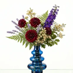 Mica Decorations Bloemenvaas Sira - glas - blauw - D14,5 x H22 cm