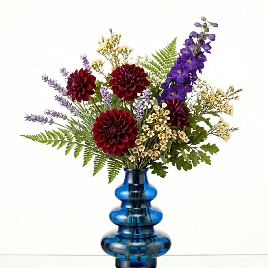 Mica Decorations Bloemenvaas Sira - glas - blauw - D14,5 x H22 cm