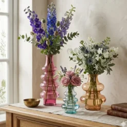 Mica Decorations Bloemenvaas Sira - glas - blauw - D14,5 x H22 cm