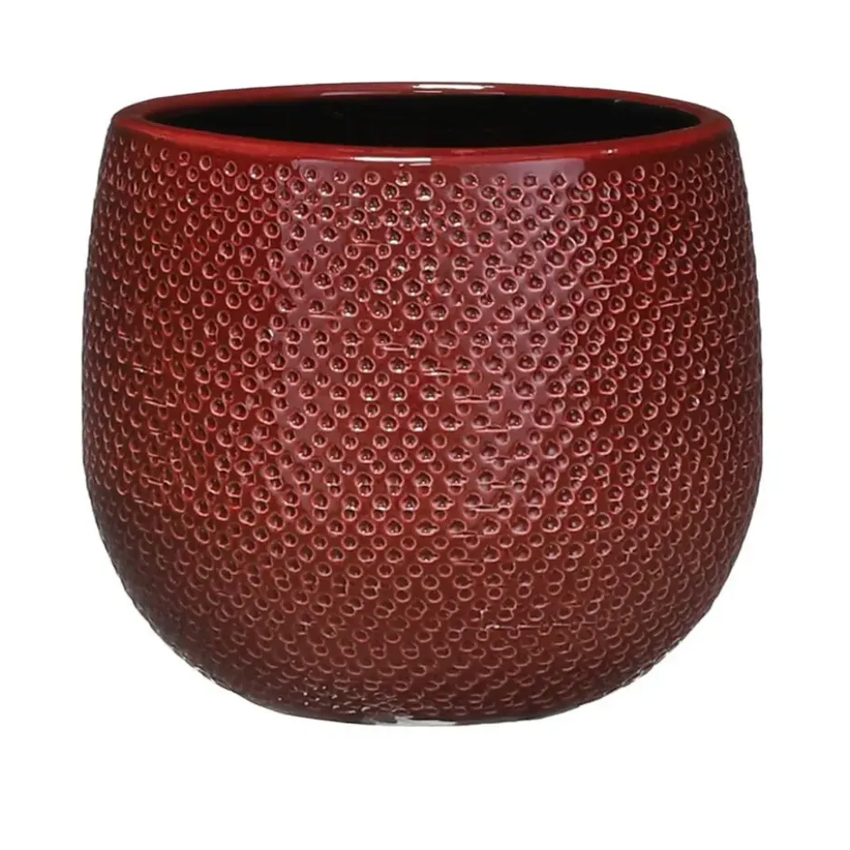 Mica Decorations Bloempot - bordeaux - keramiek - 16 x 14 cm