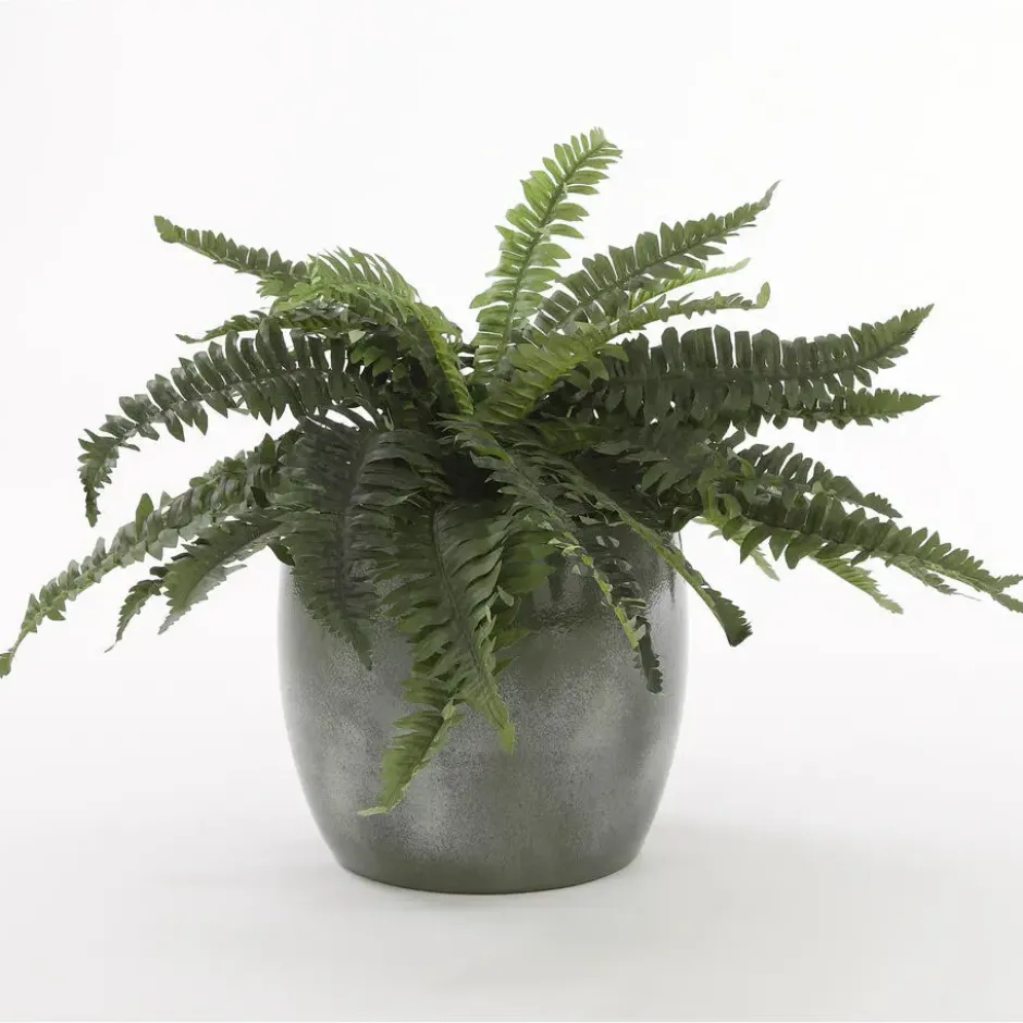 Mica Decorations Bloempot - donkergroen - glans keramiek -35x38cm