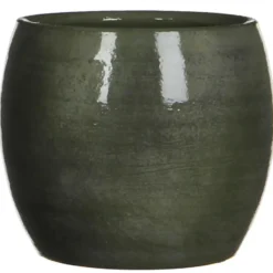 Mica Decorations Bloempot - glanzend groen - keramiek - 16x14 cm