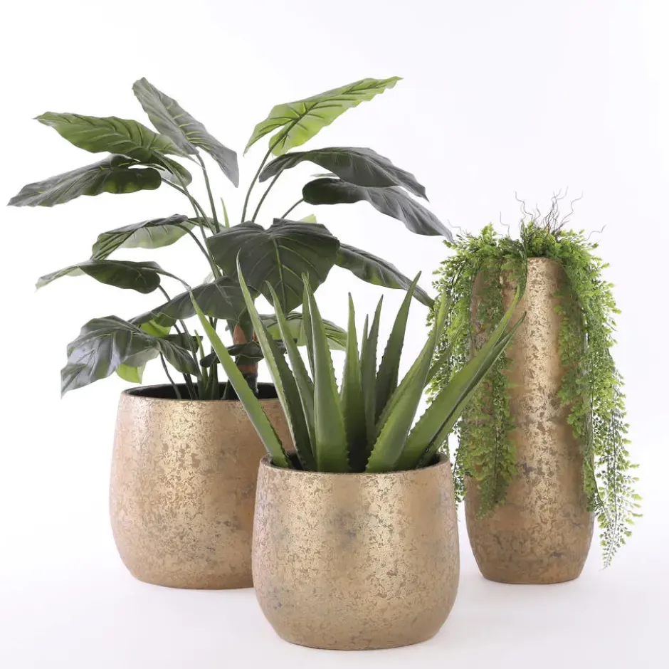 Mica Decorations Bloempot - goudkleurig - keramiek - 25 cm