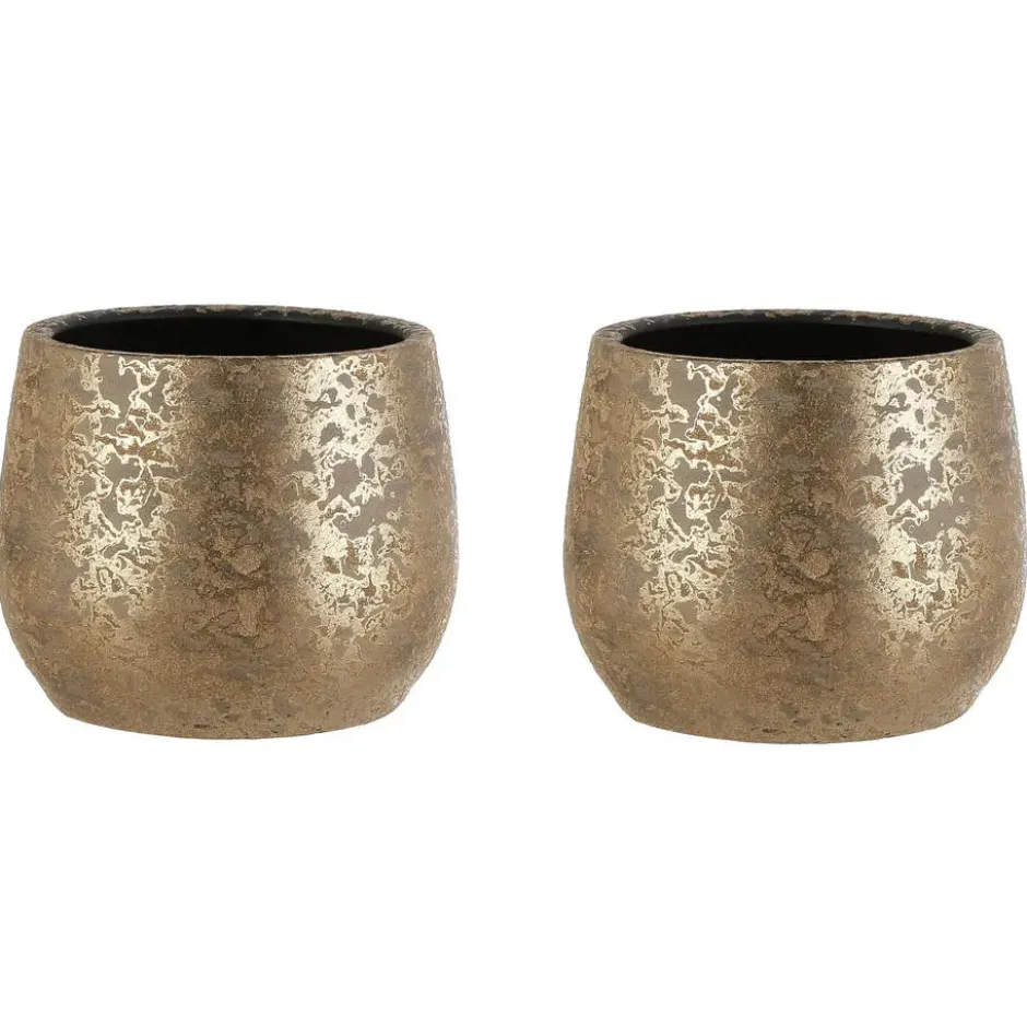 Mica Decorations Bloempot - goudkleurig - keramiek - 25 x 20 cm