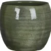 Mica Decorations Bloempot - groen - keramiek - 14 x 12 cm