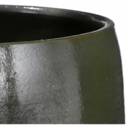 Mica Decorations Bloempot - groen - glanzend - keramiek - 24 x 22 cm