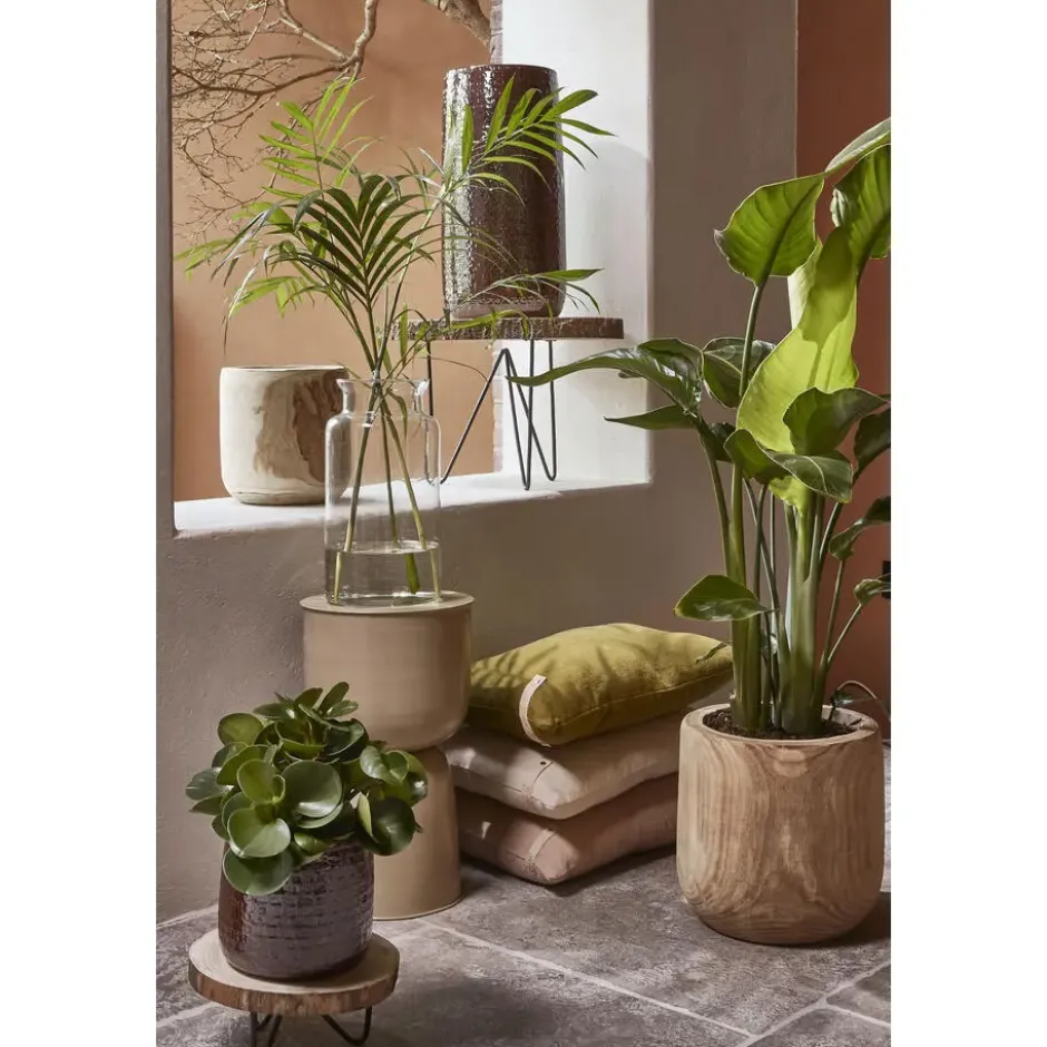 Mica Decorations Bloempot - hout - voor binnen en buiten - 31 cm