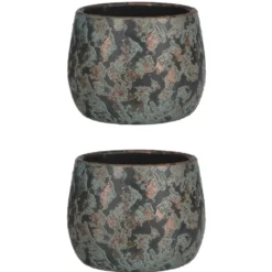 Mica Decorations Bloempot - koperkleurig - keramiek - 16 x 13 cm