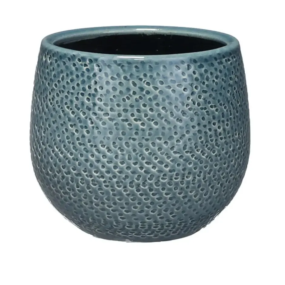 Mica Decorations Bloempot - midnight blauw - keramiek - 14 x 12 cm
