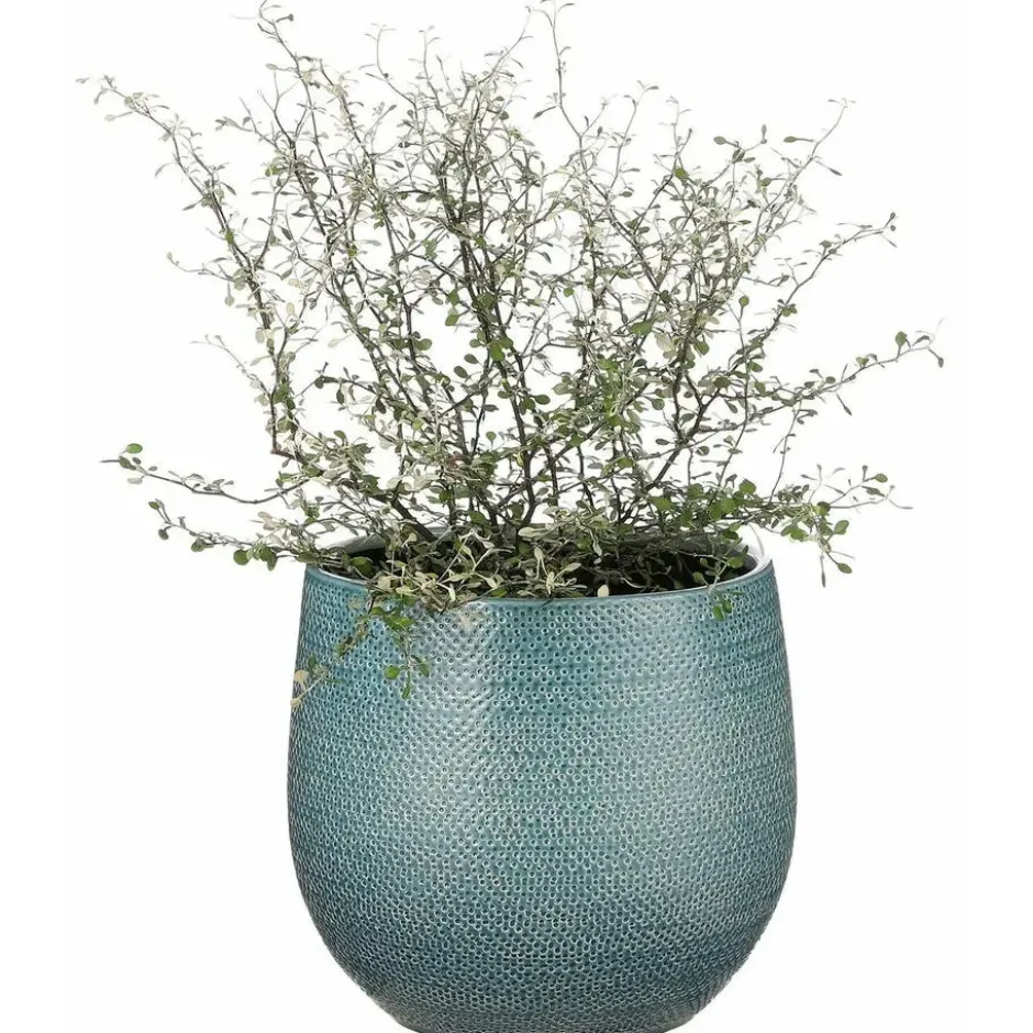 Mica Decorations Bloempot - midnight blauw - keramiek - 14 x 12 cm