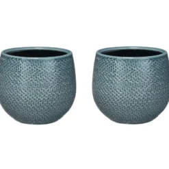 Mica Decorations Bloempot - midnight blauw - keramiek - 14 x 12 cm