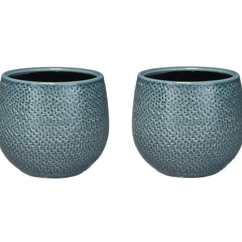 Mica Decorations Bloempot - midnight blauw - keramiek - 14 x 12 cm