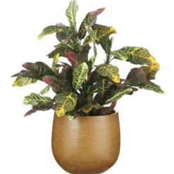 Mica Decorations Bloempot - okergeel - relief - keramiek - 21 cm