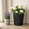 Mica Decorations Bloempot - olijfgroen - H40 x D38 cm - kunststof