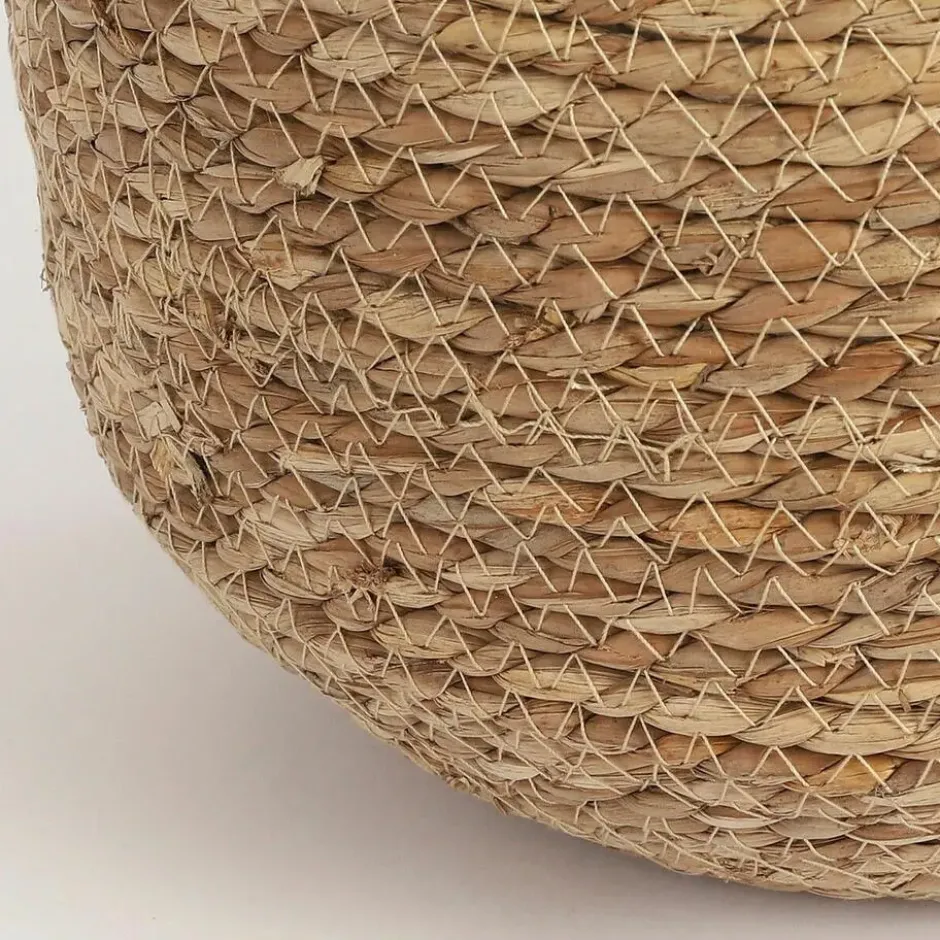 Mica Decorations Bloempot - rotan - beige - jute - 18 x 15 cm