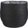 Mica Decorations Bloempot - rotan - zwart - jute - 26 x 24 cm