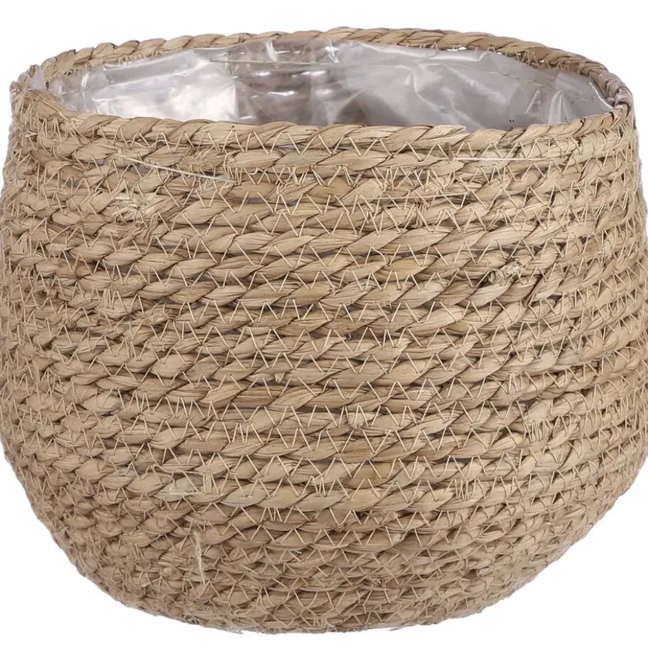 Mica Decorations Bloempot - rotan - beige - jute - 22 x 19 cm