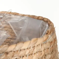 Mica Decorations Bloempot - rotan - beige - jute - 22 x 19 cm