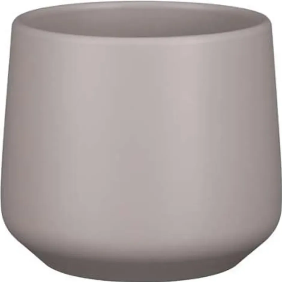 Mica Decorations Bloempot - taupe - mat - keramiek - 17 x 15 cm