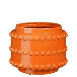 Mica Decorations Boaz Bloempot - H19 x Ø22 cm - Keramiek - Oranje