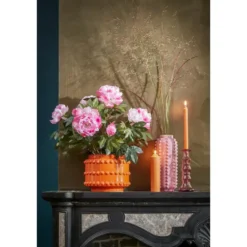 Mica Decorations Boaz Bloempot - H19 x Ø22 cm - Keramiek - Oranje