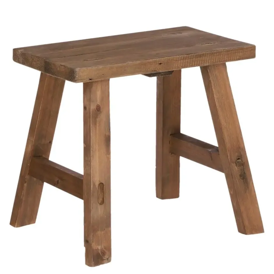 Mica Decorations Bold Houten Krukje - L38 cm - Gerecycled Hout