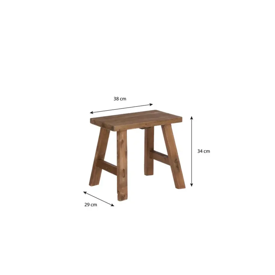 Mica Decorations Bold Houten Krukje - L38 cm - Gerecycled Hout