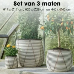Mica Decorations Cancun Bloempot – Set van 3 – Wit