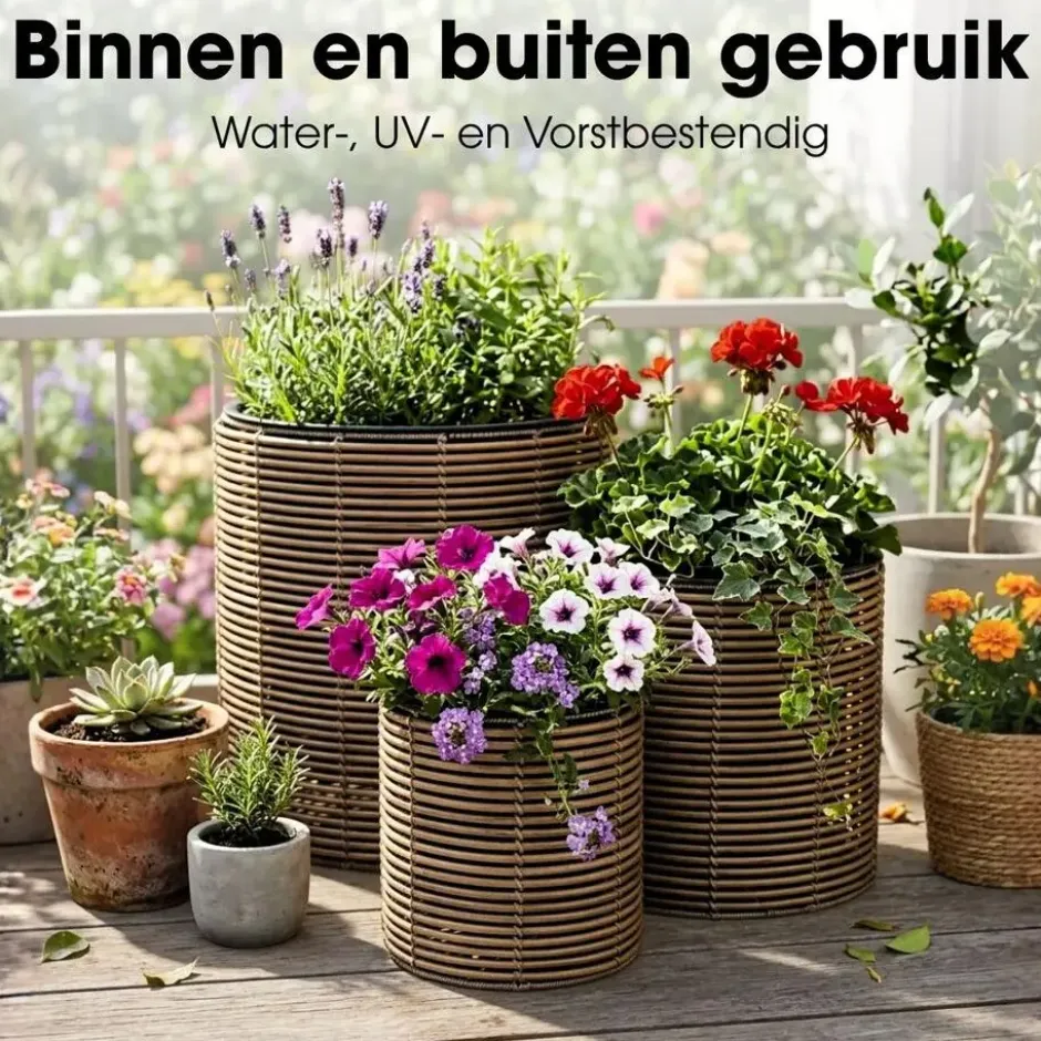 Mica Decorations Cesena Bloempot – Set van 3 – Lichtbruin
