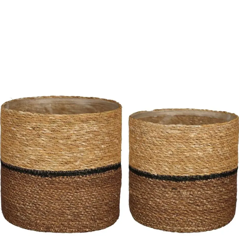 Mica Decorations Damian Plantenmand - Set van 2 - Ø20 cm - Zeegras
